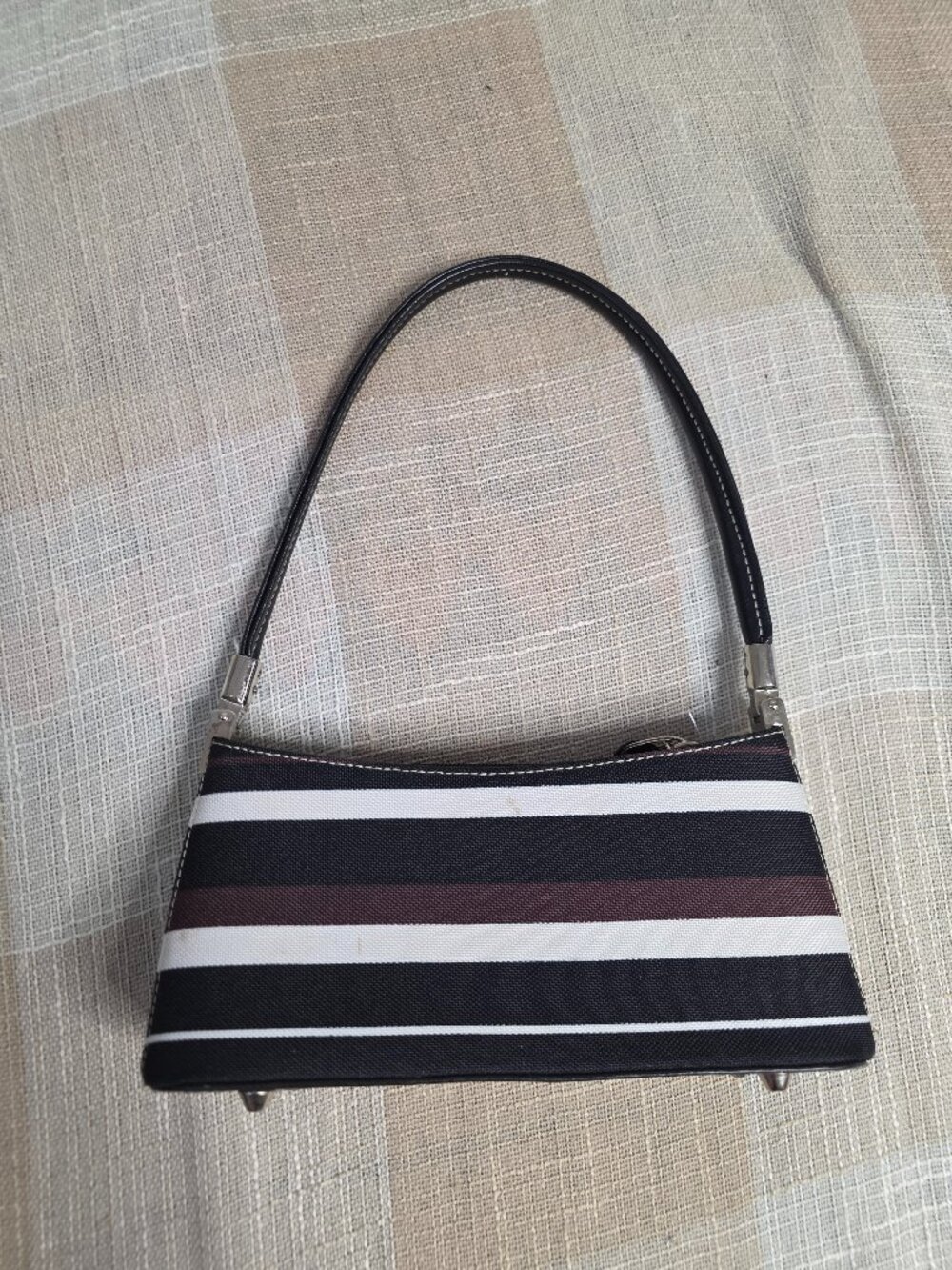y2k Latte Girl McBling Girly Femi Indie Brown, white Striped Mini Clutch Bag